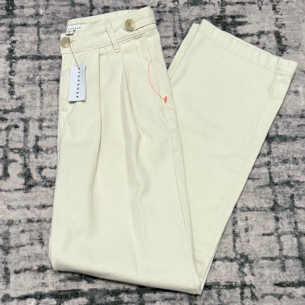NWT Topshop Cream Straight Leg Pants